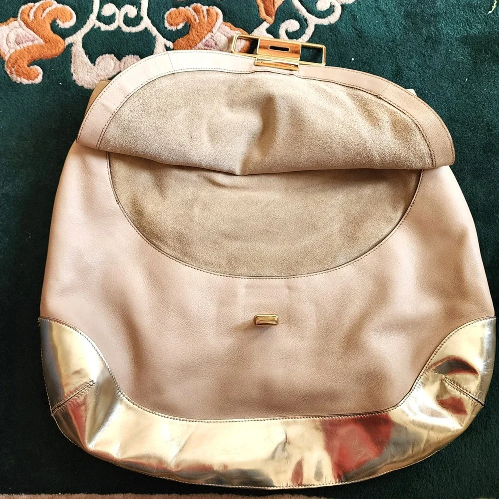 Anya Hindmarch Cooper Beige Leather Hobo Shoulder Bag Luxury Designer Purse